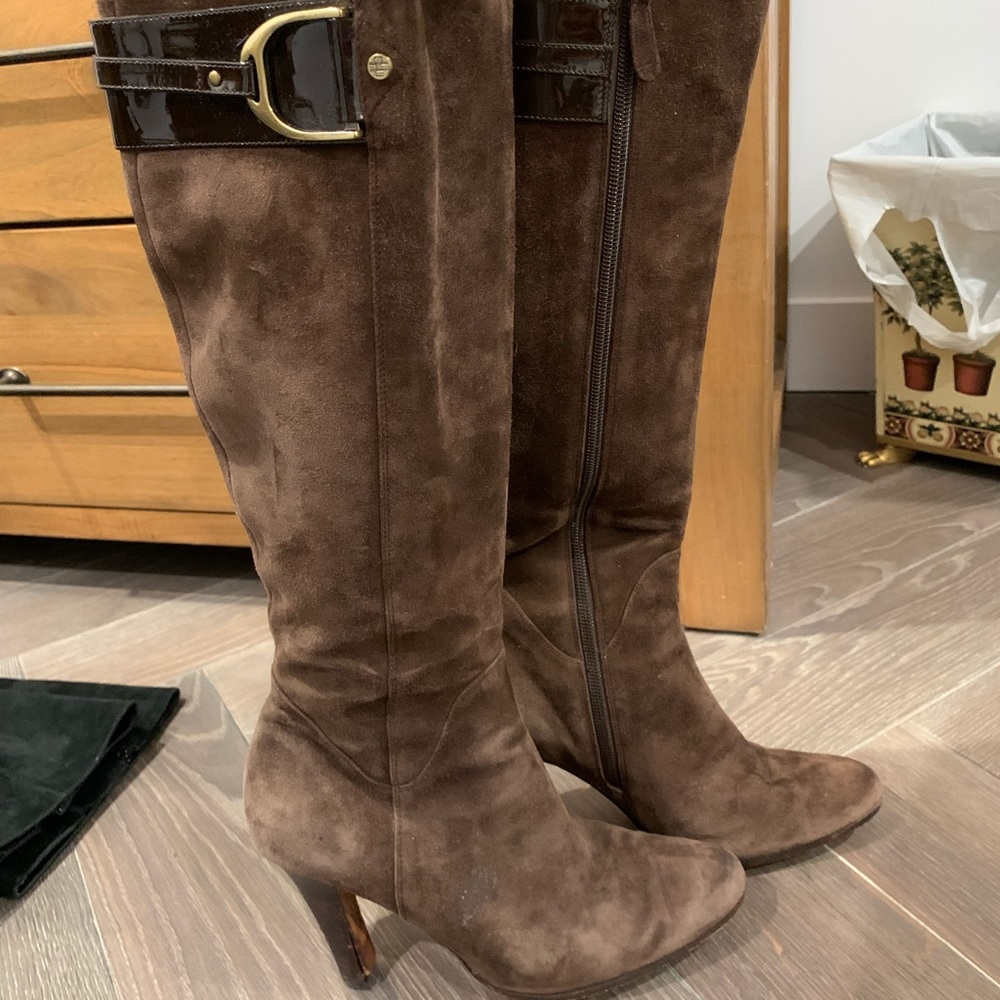 Cole Haan Nike Air Suede Heel Boots - Brown - Size 8.5